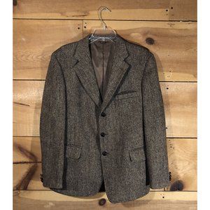 Vintage Harris Tweed 3 Button Herringbone Blazer Mens Size 42 Short 100% Wool